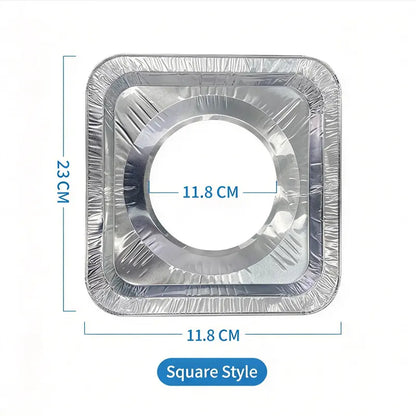 Disposable Aluminum Foil Protective Pads, 8.5" x 8.5" with 4.5" Opening Diameter, for Most Standard Cooktops
