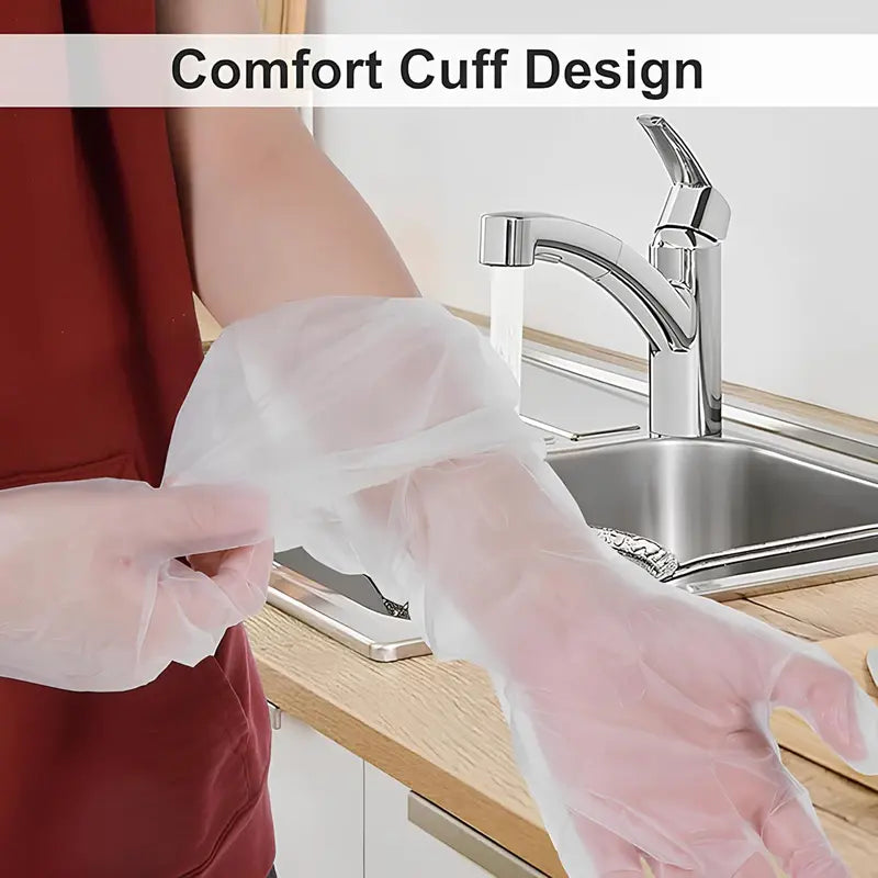 23.6 Inch Long Handle Full Finger Cleaning Gloves 10 Pairs, Waterproof Reusable Gloves for Kitchen Household