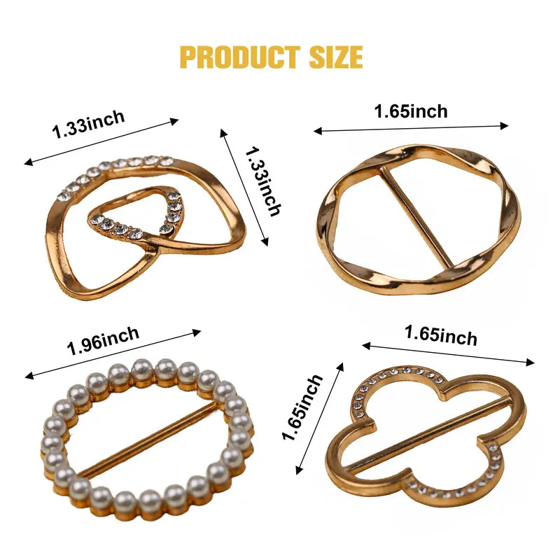 4Pcs Women's Metal Shirt Clips Round Heart Shape Secure Grip for Loose Clothing