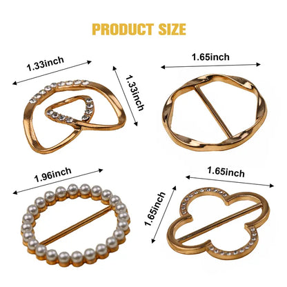 4Pcs Women's Metal Shirt Clips Round Heart Shape Secure Grip for Loose Clothing