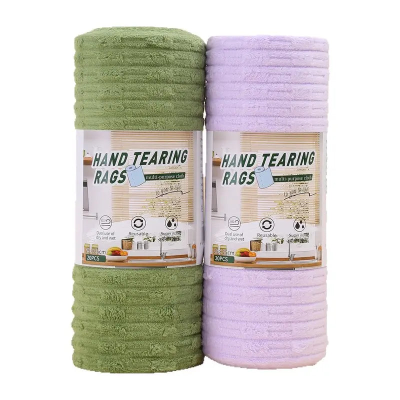Tear-off Microfiber Cleaning Cloth Roll, Lint-Free Absorbent Kitchen Cleaning Rag