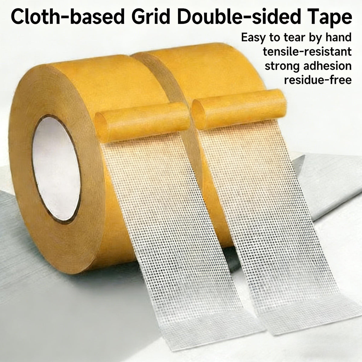 Heavy-Duty Double-Sided Duct Tape, Strong Adhesive, Waterproof, Removable, No Residue, Ideal for Carpet, Wallpaper, Home Use