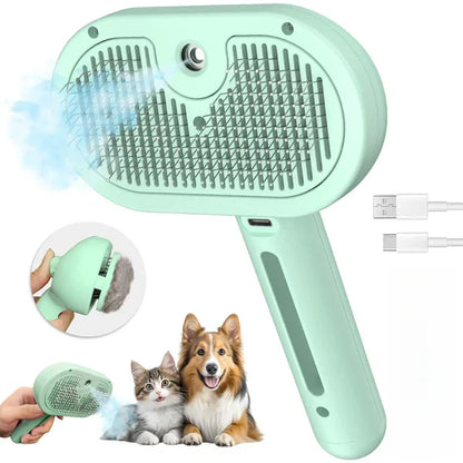 3-in-1 Steam Pet Grooming Brush – Self-Cleaning, Anti-Static Mist, Bionic Anti-Scratch Pins | Dogs & Cats