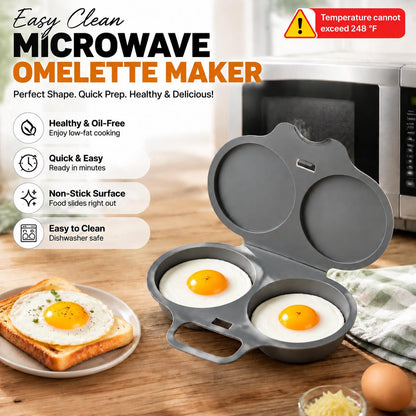 Microwave Egg Steamer Mold 2 Cup, BPA-Free PP Non-Stick Egg & Omelette Maker, Easy Clean Kitchen Gadget Dark Gray