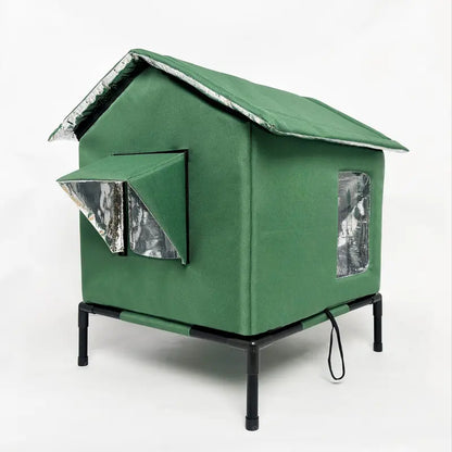 Insulated Outdoor Portable Cat House With Warm Cushion All-Season Cat Shelter Easy Assembly