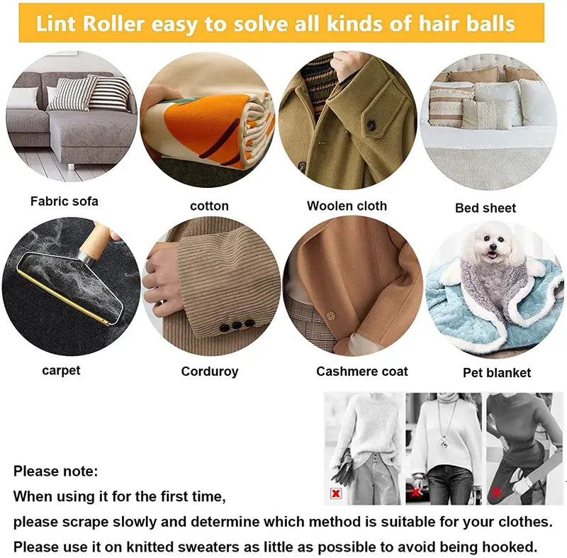 Portable Reusable Lint Remover, Pet Hair Scraper for Clothes, Sofa, Carpet, Dog & Cat Hair Removal
