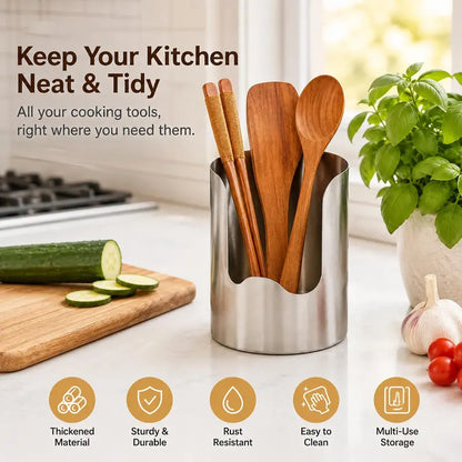 Stainless Steel Utensil Holder, Rust Resistant Kitchen Countertop Organizer for Cooking Tools