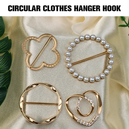 4Pcs Women's Metal Shirt Clips Round Heart Shape Secure Grip for Loose Clothing