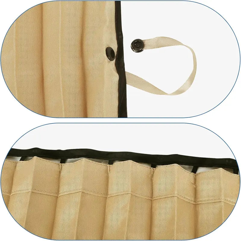 4Pcs Beige Magnetic Car Window Sun Shades, Privacy UV Protection Car Curtain, Cooling Car Accessory for Baby Sleep