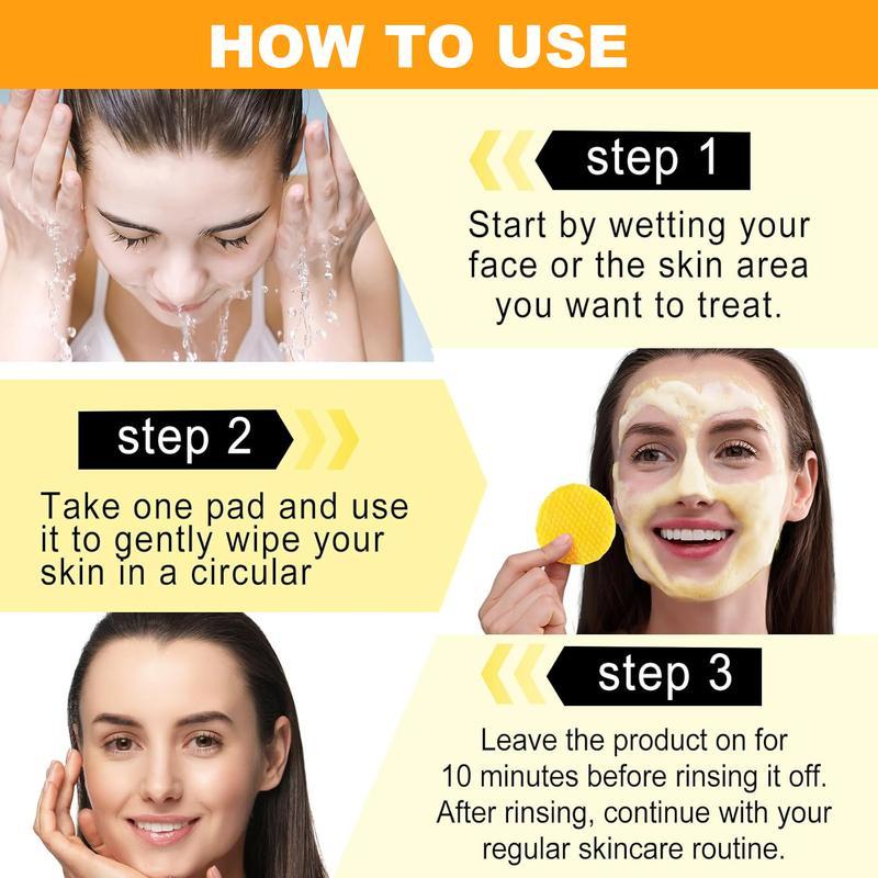 50Pcs Turmeric & Kojic Acid Cleansing Pads, Gentle Deep‑Clean Soft Facial Skincare Pads for Normal Skin