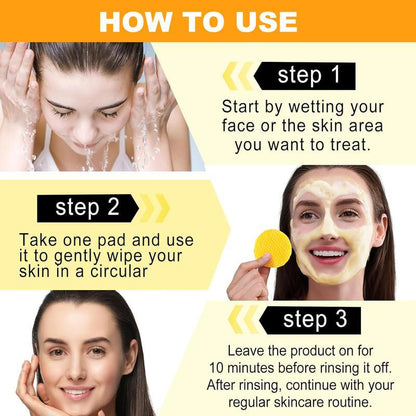 50Pcs Turmeric & Kojic Acid Cleansing Pads, Gentle Deep‑Clean Soft Facial Skincare Pads for Normal Skin
