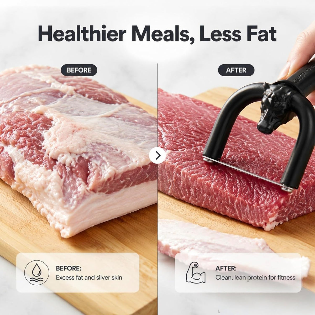 2pcs Handheld Beef Pork Slicer, Ergonomic Meat Fat Trimming Knife for Butchering & Home Kitchen