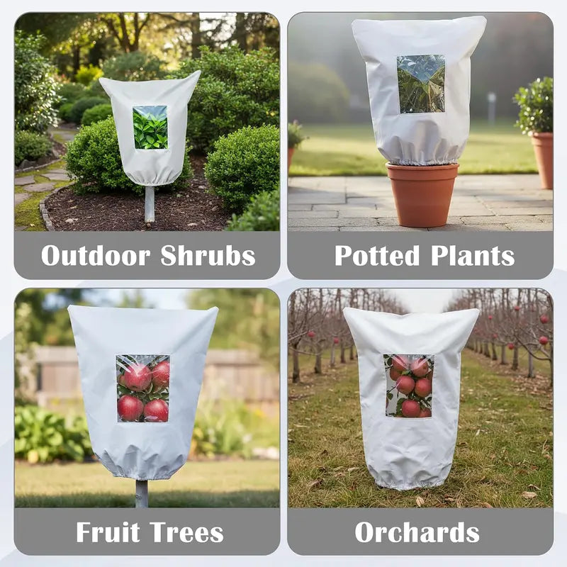 Winter Plant Frost Protection Cover, Zipper Drawstring Transparent Frost Blanket Bag for Trees Shrubs Outdoor Cold Protection