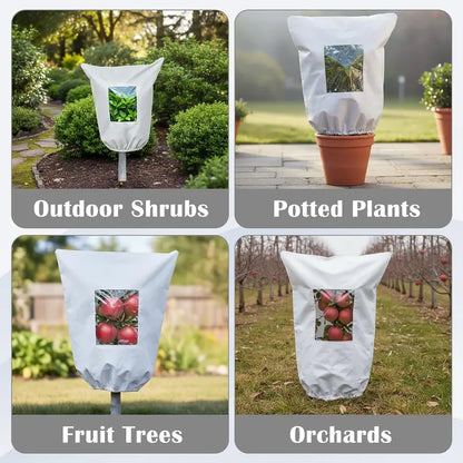 Winter Plant Frost Protection Cover, Zipper Drawstring Transparent Frost Blanket Bag for Trees Shrubs Outdoor Cold Protection