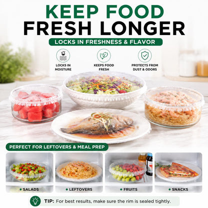 100 PCS Elastic Stretch Food Covers, Disposable Bowl & Plate Covers, Plastic Wrap Alternative for Kitchen Food Storage