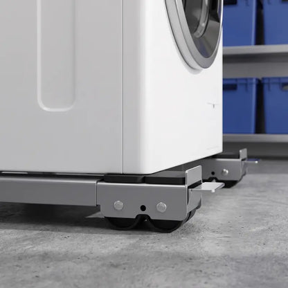 2-Pack Extendable Metal Appliance Moving Dolly, Lockable Wheels Low Profile Stand for Washer Dryer Fridge