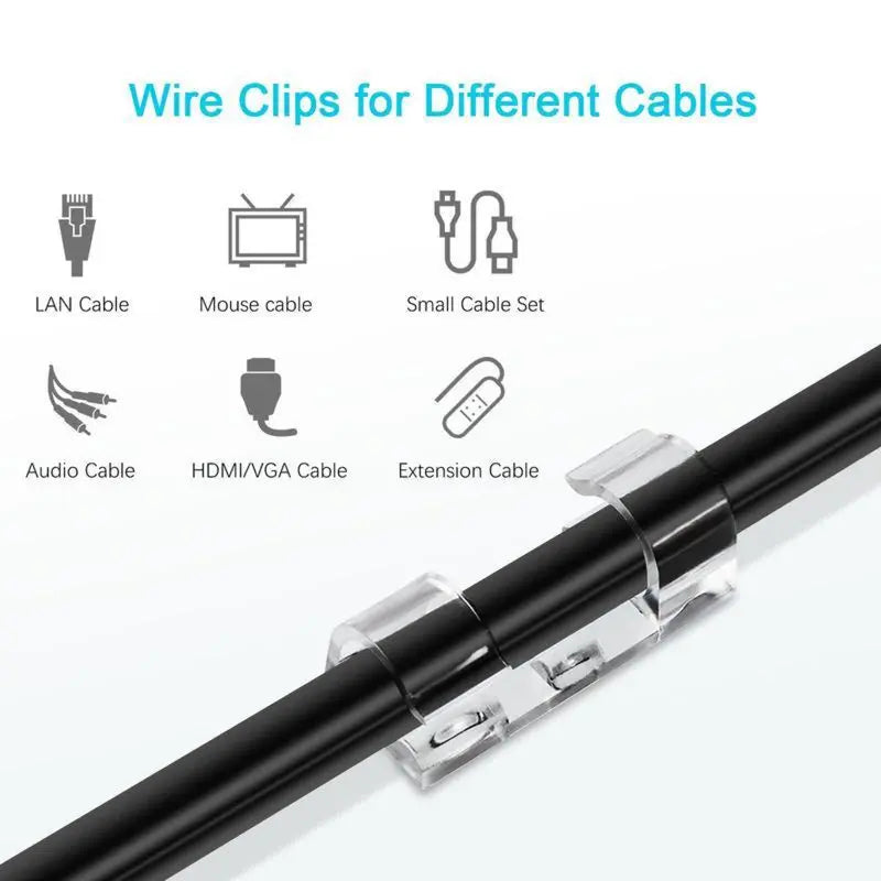 > Self-Adhesive Cable Clips, 20Pcs Wire Cord Organizer for Desk & Home Office