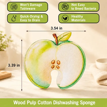 3Pcs Fruit Shaped Compressed Cellulose Sponges Natural Non-Scratch Kitchen Cleaning Sponges