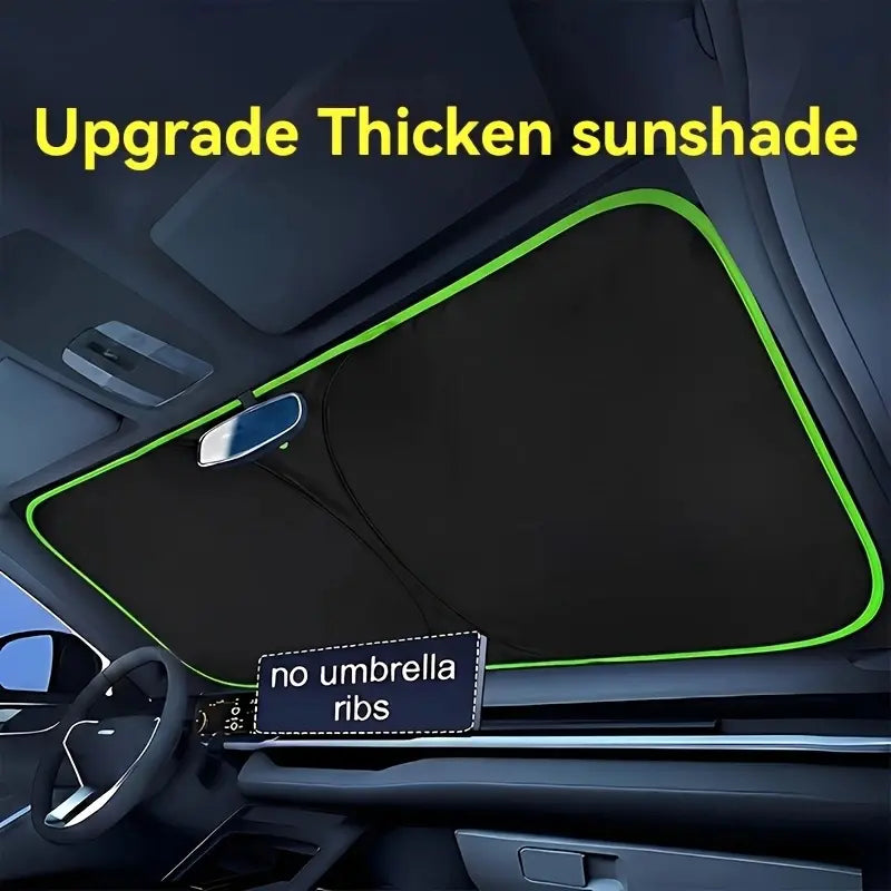 Portable Car Windshield Sunshade, Fabric Heat‑Insulating Sun Visor for Sedan SUV Truck, Summer Travel Camping Car Sun Cover