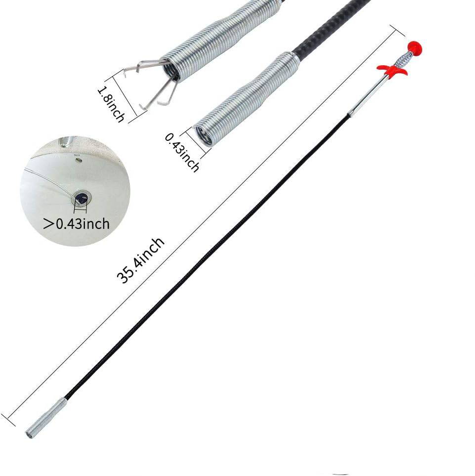 Herramienta de agarre flexible de 78.74" con 4 garras, para recoger basura en desagües de fregaderos y retretes