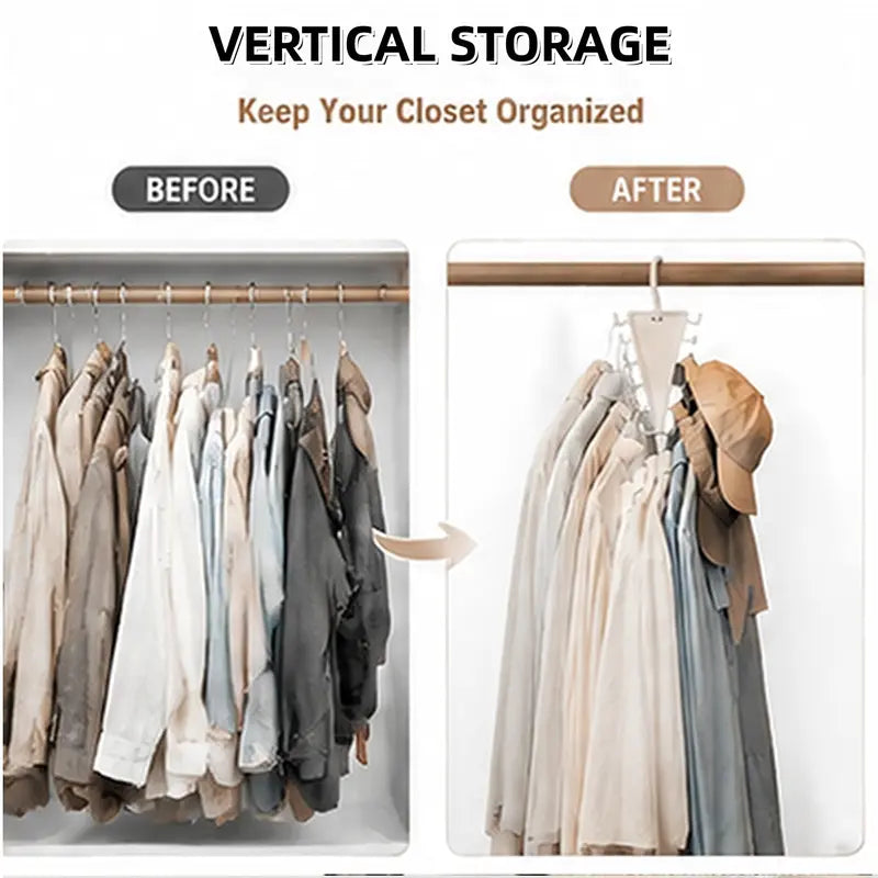 V-Shaped Rotatable Closet Hanger, 12 Hooks Space Saving Clothes Storage Rack