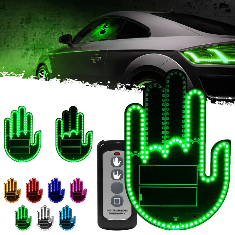 DIBMS Car Gesture LED Light 1Pc, Rechargeable Remote Triple Mode Fun Finger Light for Car Truck