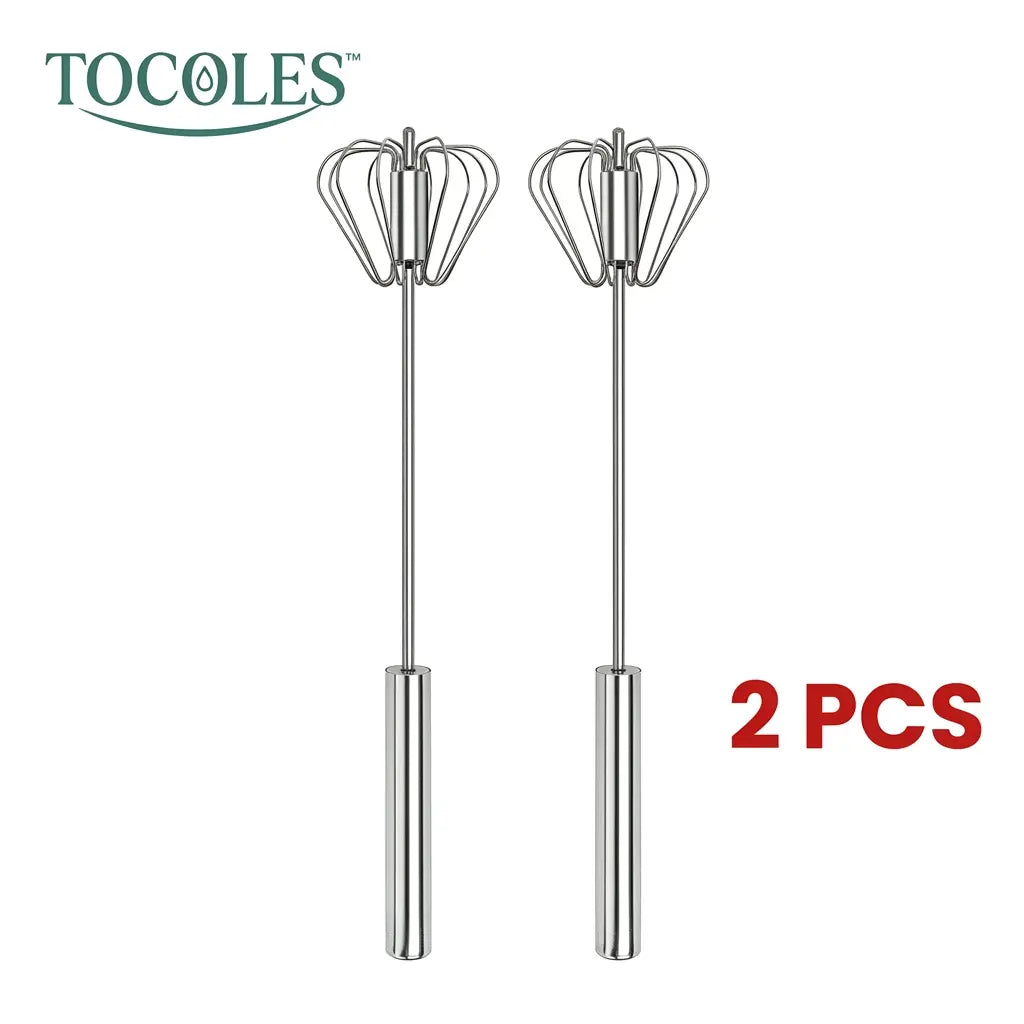 QQ Hand Push Rotary Whisk Stainless Steel Semi-Automatic Egg Coffee Mixer Kitchen Tool