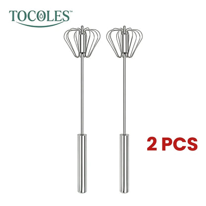 QQ Hand Push Rotary Whisk Stainless Steel Semi-Automatic Egg Coffee Mixer Kitchen Tool