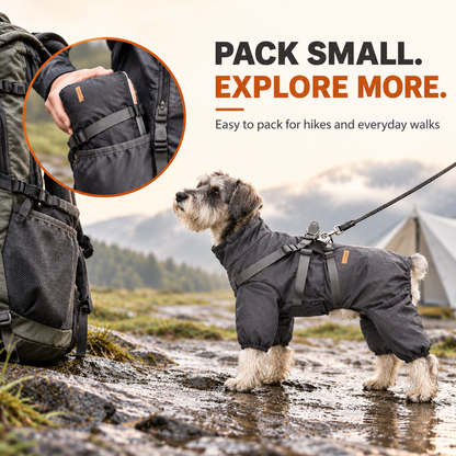 4-Leg Dog Raincoat with Built-In Harness, Adjustable Neck & Waist and Easy Back Zipper –  Dog Coat  for Small, Medium & Large Dogs
