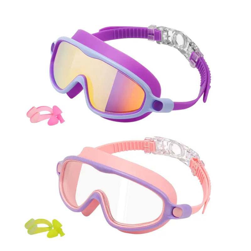Swim Goggles 2 Pack - Wide View Anti-Fog & UV, No Leaking Swim Glasses for Men, Women, Kids Swimming