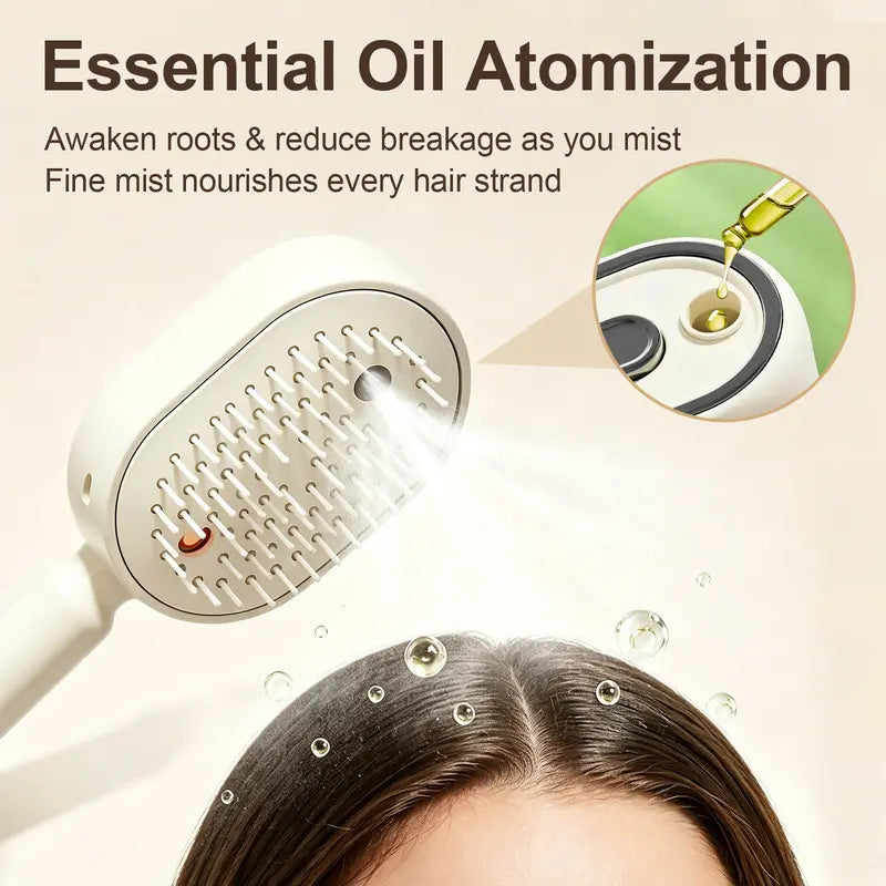 【Not straightened】Electric Spray Air Cushion Massage Comb, Self-Cleaning Anti-Tangle Hair Brush