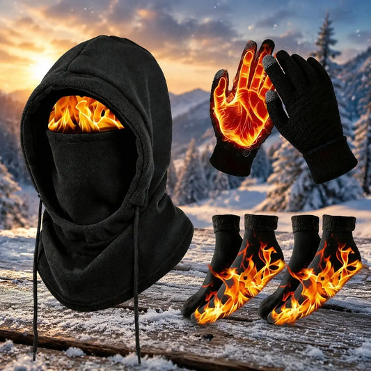 3-4 Pack Unisex Winter Ski Gear Set with Full-Face Mask, Jacket, Gloves & Thermal Socks