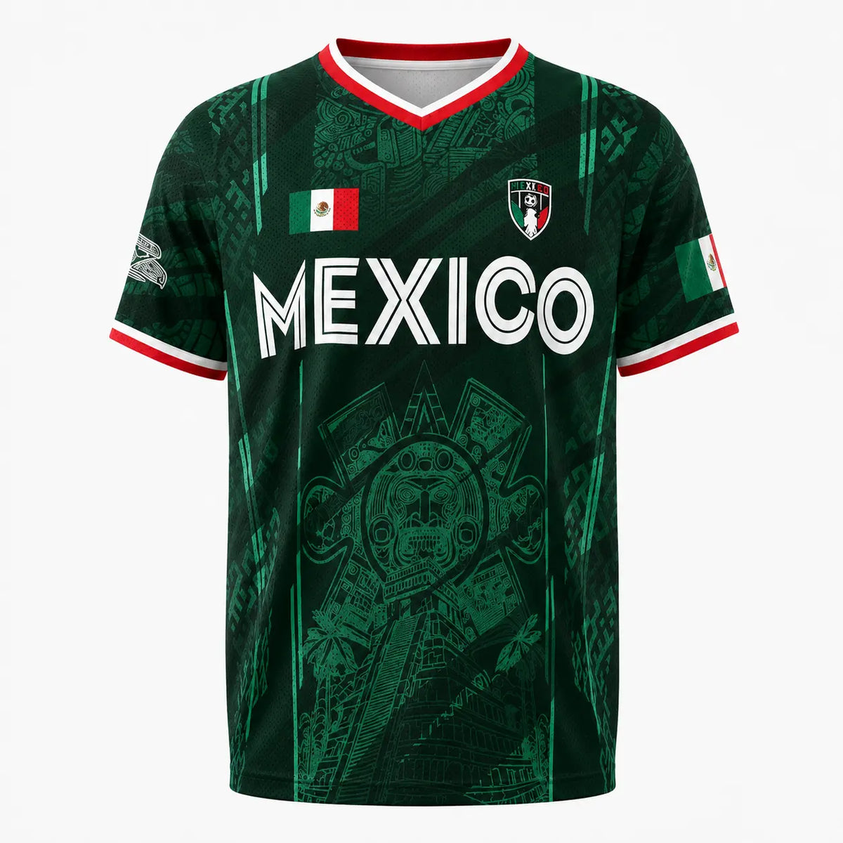 Mexico 2026 Retro Soccer Jersey — Chichén Itzá All-Over Print, Breathable Fabric