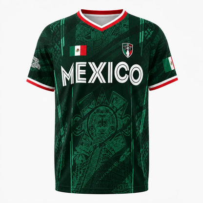 Mexico 2026 Retro Soccer Jersey — Chichén Itzá All-Over Print, Breathable Fabric