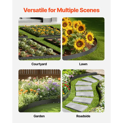 5 Pack Galvanized Steel Garden Edging, Flexible Rust Resistant Landscape Yard Border for Raised Bed