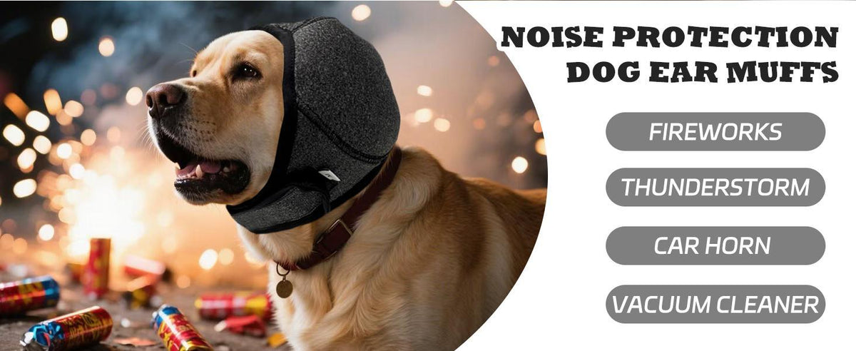 Grey Dog Calming Hooded Ear Muffs, Waterproof Noise Blocking Pet Ear Cover for Bath Swimming Fireworks Hematoma Care