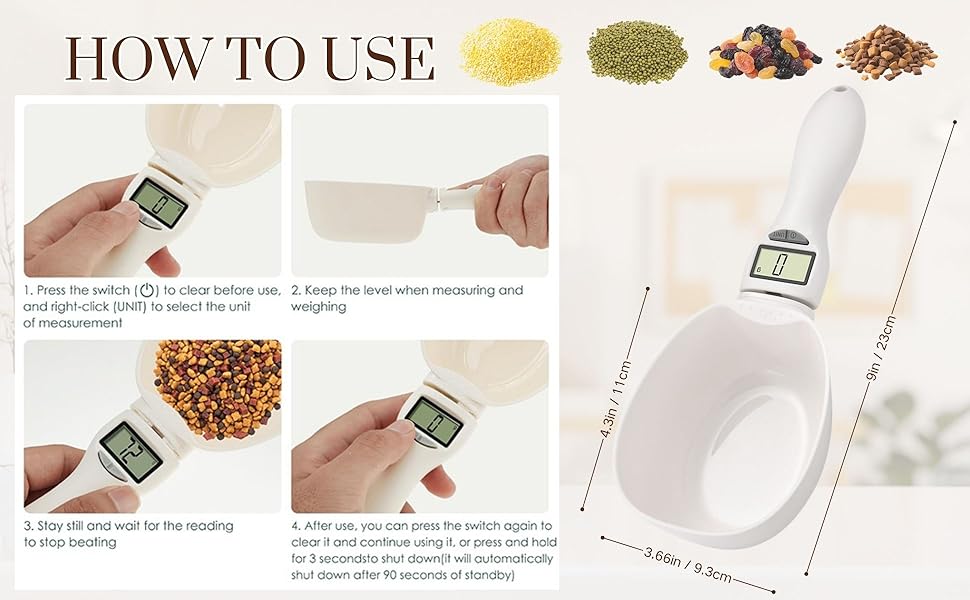 Electronic Measuring Spoon Scale, Digital Kitchen Weight Spoon for Cooking Baking & Pet Feeding