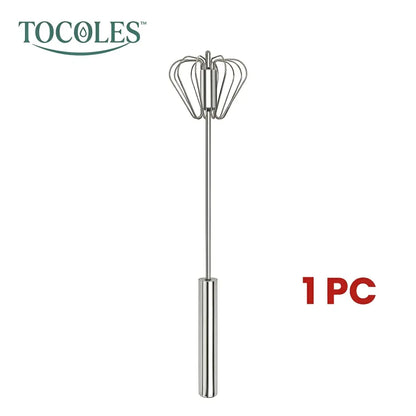 QQ Hand Push Rotary Whisk Stainless Steel Semi-Automatic Egg Coffee Mixer Kitchen Tool
