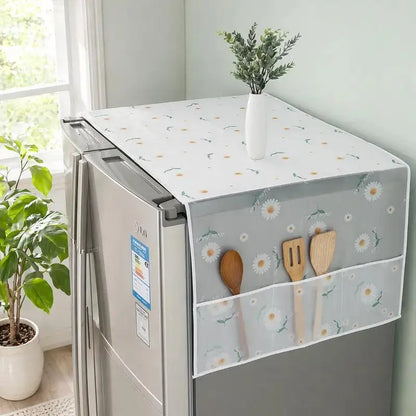 Waterproof Refrigerator Dust Cover with Storage Pockets, Multi-Function Fridge Top Protector for Kitchen