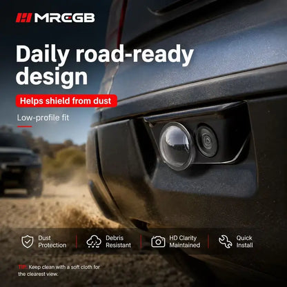 MREGB Mirror-Shape 360 Car Rearview Camera Lens Cover, Weatherproof Anti-Scratch Protector