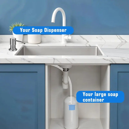 Brushed Nickel Dish Soap Dispenser for Kitchen Sink, Countertop Soap Pump with 39in No-Spill Extension Tube, for Kitchen & Bathroom