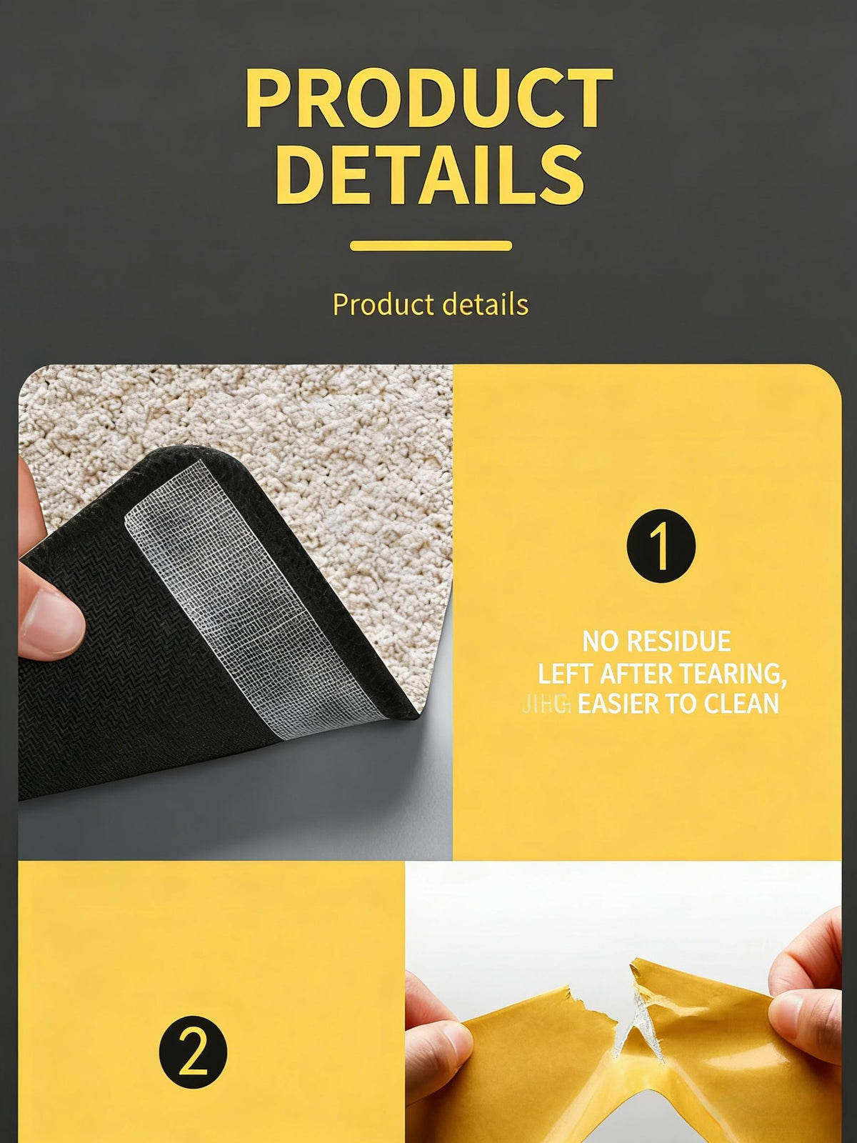 Heavy-Duty Double-Sided Duct Tape, Strong Adhesive, Waterproof, Removable, No Residue, Ideal for Carpet, Wallpaper, Home Use