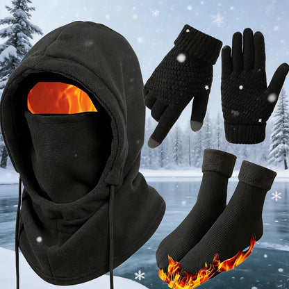 3-4 Pack Unisex Winter Ski Gear Set with Full-Face Mask, Jacket, Gloves & Thermal Socks