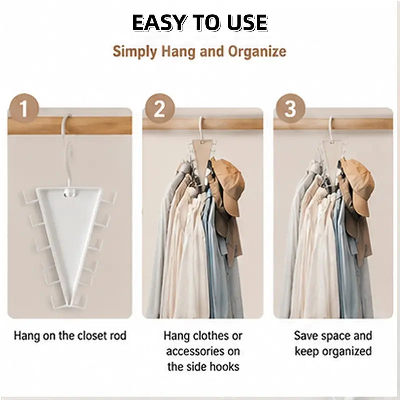 V-Shaped Rotatable Closet Hanger, 12 Hooks Space Saving Clothes Storage Rack