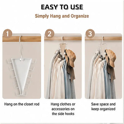 V-Shaped Rotatable Closet Hanger, 12 Hooks Space Saving Clothes Storage Rack