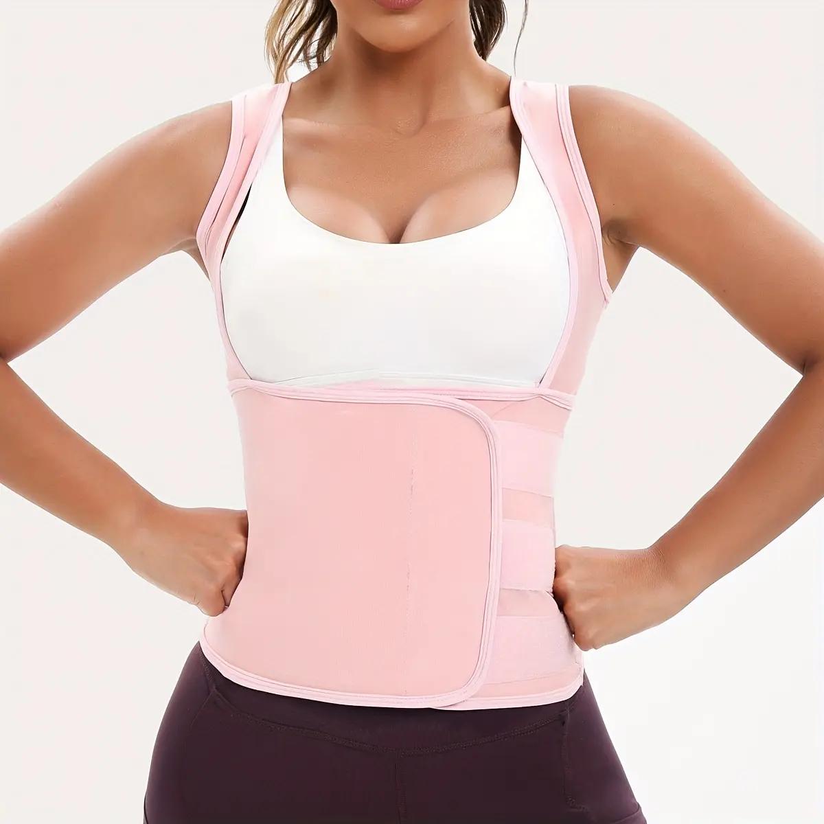 Women Zip‑Up Compression Shapewear Vest, Built‑In Bra Tummy Control Workout Top