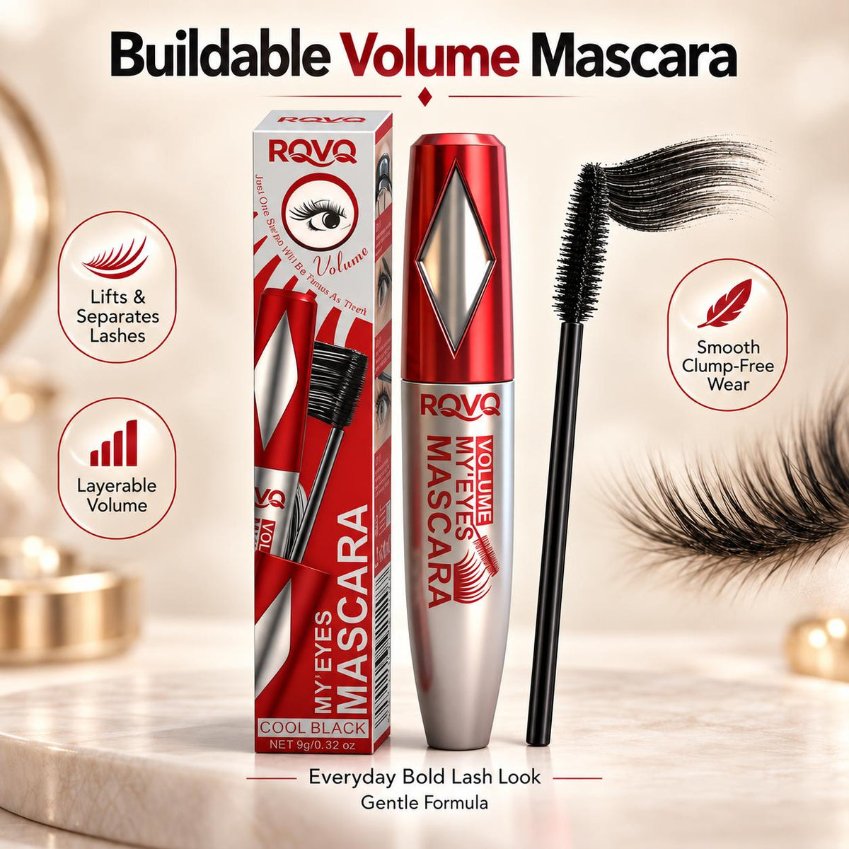 Mascara Silky Buildable Formula 24HR Lift Slender Thick Curl Anti-smudge No Caking Reject Fly Legs