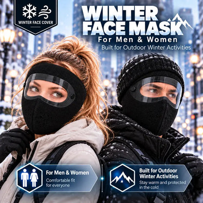 Winter Thermal Fleece Full Face Mask with Detachable Goggles, Windproof for Cycling Skiing Motorcycle