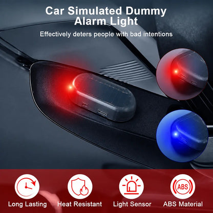 Solar Fake Car Alarm Light, Auto Sensor LED Simulated Anti-Theft Warning Flashing Lamp, No Wiring DIY