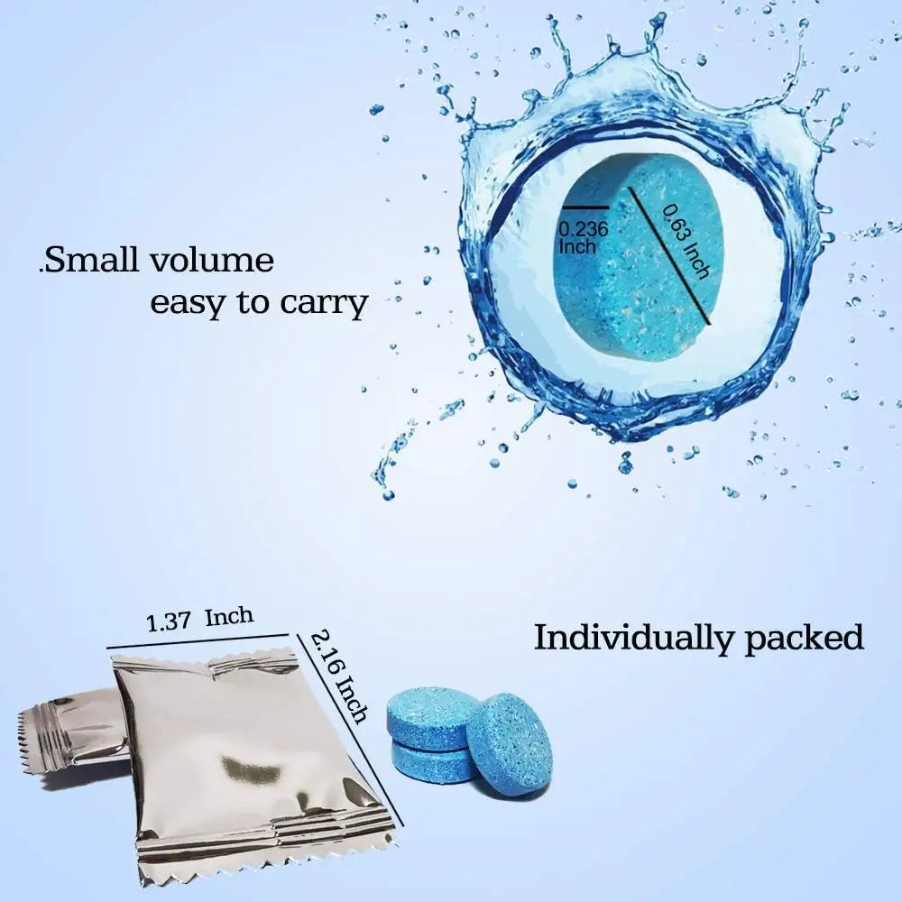 50 Pcs Windshield Washer Fluid Concentrate Tablets, Makes 52.5 Gallons Total, Car Wiper Fluid Solid Tablets
